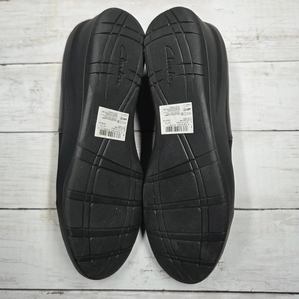 Clarks Wedge Shoes Womens 9.5 Black Leather Ultimate Comfort Slip On